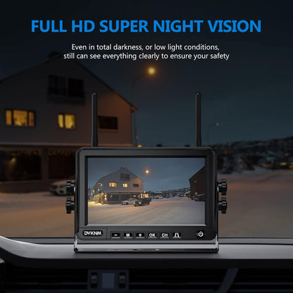 2 Magnetic Solar Wireless Backup Camera HD1080P 3 Mins DIY Installation DVR 7" IPS Monitor