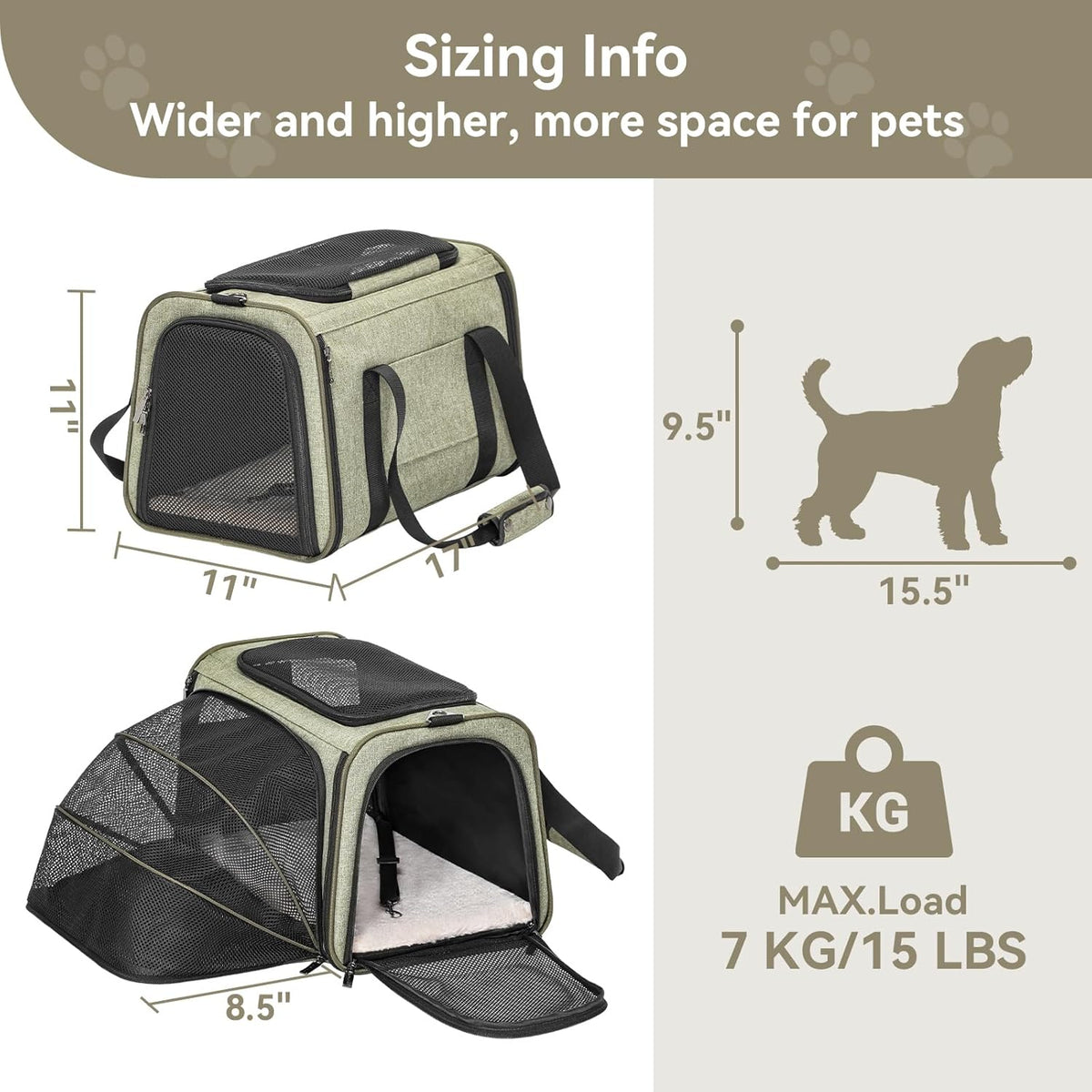 Petsfit Expandable Cat Carrier Dog Carrier,Airline Approved Soft-Sided Portable Pet Travel Washable