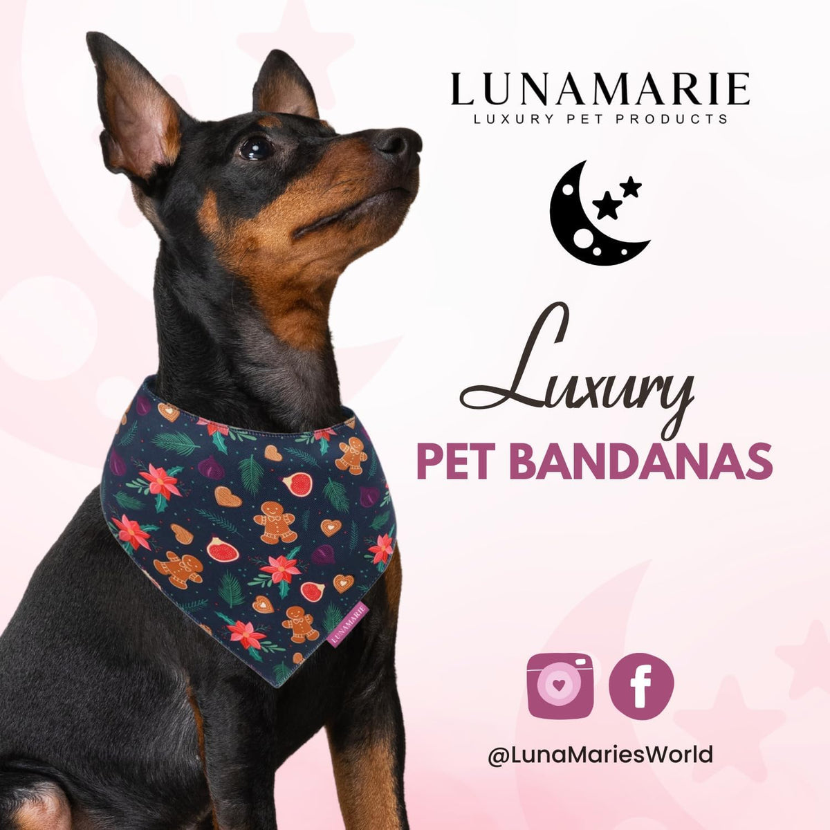 LunaMarie - Luxury Pet Birthday Bandanas -Premium & Silky Poly Fabric | 100% Handmade | Custom