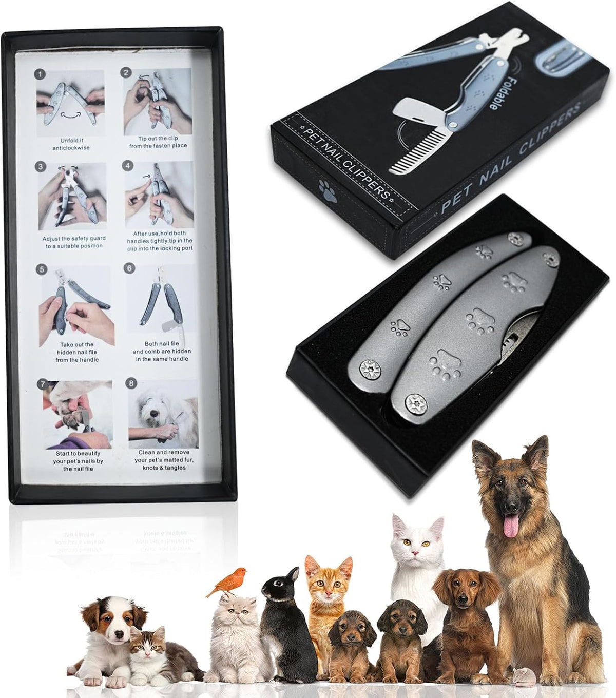 【2025 Quiet Design】 Dog Nail Clippers for Sensitive Dogs, Sharp Smoothest Nail Clippers for Large