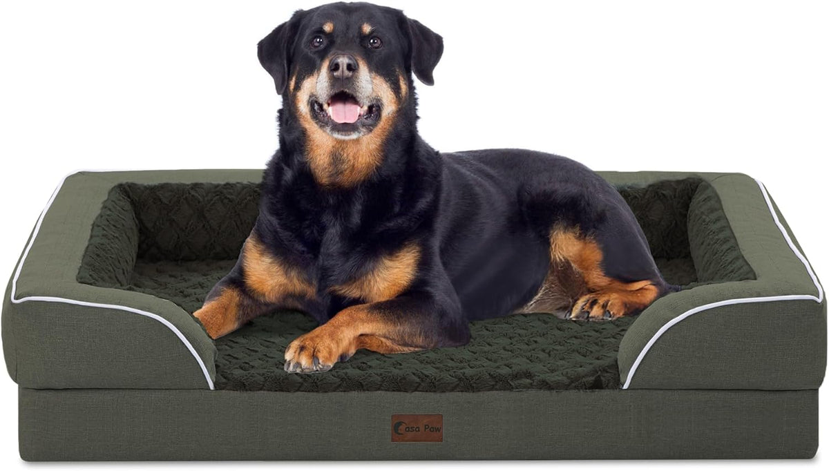 Orthopedic Waterproof Dog Bed for Extra Large Dogs, Memory Foam XL Dog Bed with Sides, Egg-Crate