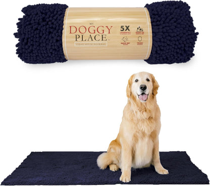 My Doggy Place Microfiber Dog Mat for Muddy Paws, 60" x 36" Navy Blue - Non-Slip, Absorbent and