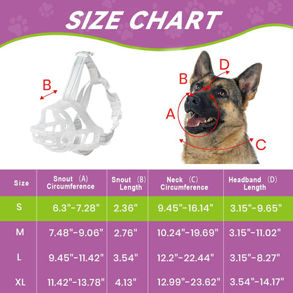 Glow-in-The-Dark Dog Muzzle, Basket Muzzle for Small Medium Large Dogs,Anti-Biting Chewing