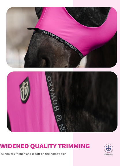 Harrison Howard Horse Fly Mask with Forelock Opening Stretch Breathable and Comfortable for Horses