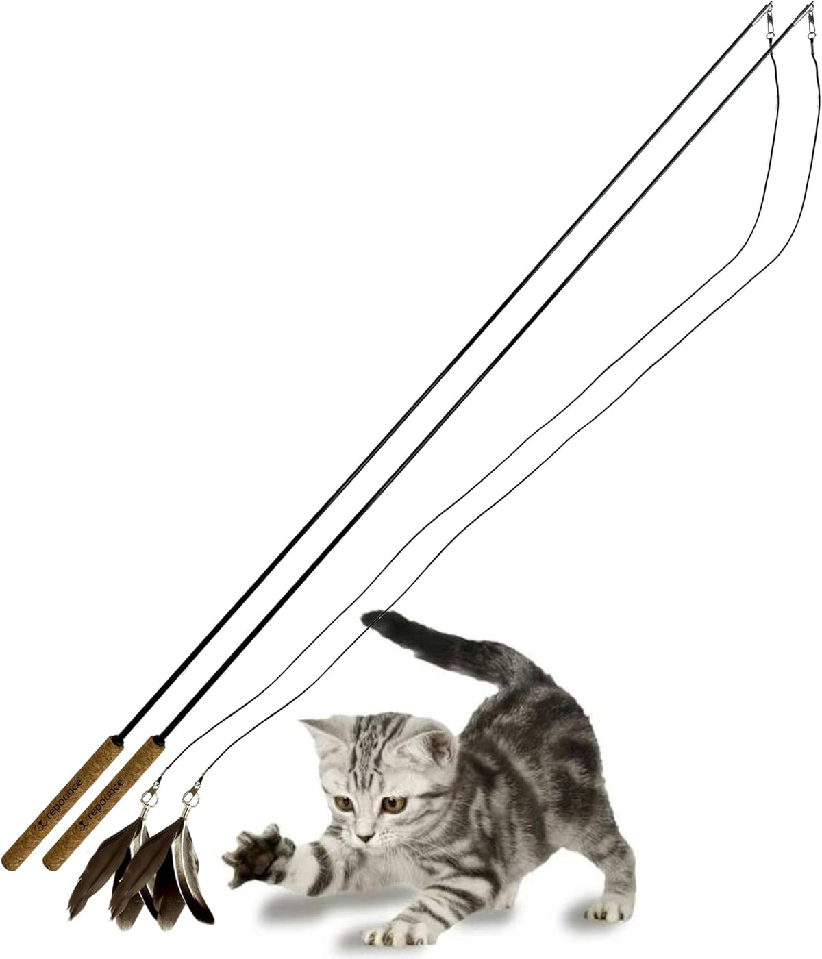 Forever Stick 2 Pack - The Unbreakable Cat Toy Wand, Extra Long Durable Interactive Cat Toy for