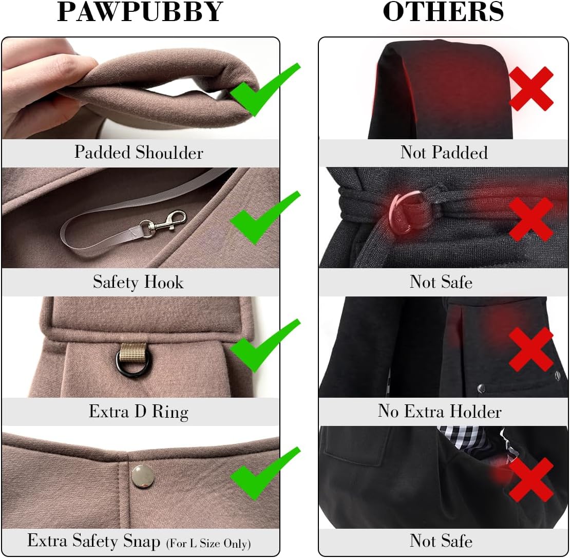 Dog & Cat Carrier Sling, Adjustable Soft Padded Shoulder Puppy Carrier, Hands-Free Dog Carrier Bag