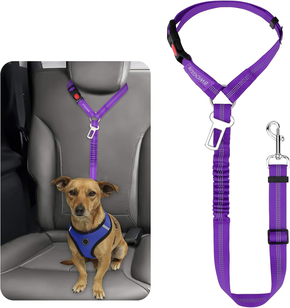 BWOGUE Pet Dog Cat Seat Belt Reflective Car Dog Headrest Restraint Leash Elastic Buffer Bungee