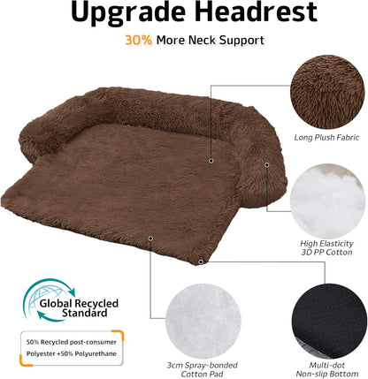 GGIB Calming Dog Bed Fluffy Plush Dog Mat for Furniture Protector with Removable Washable Cover for