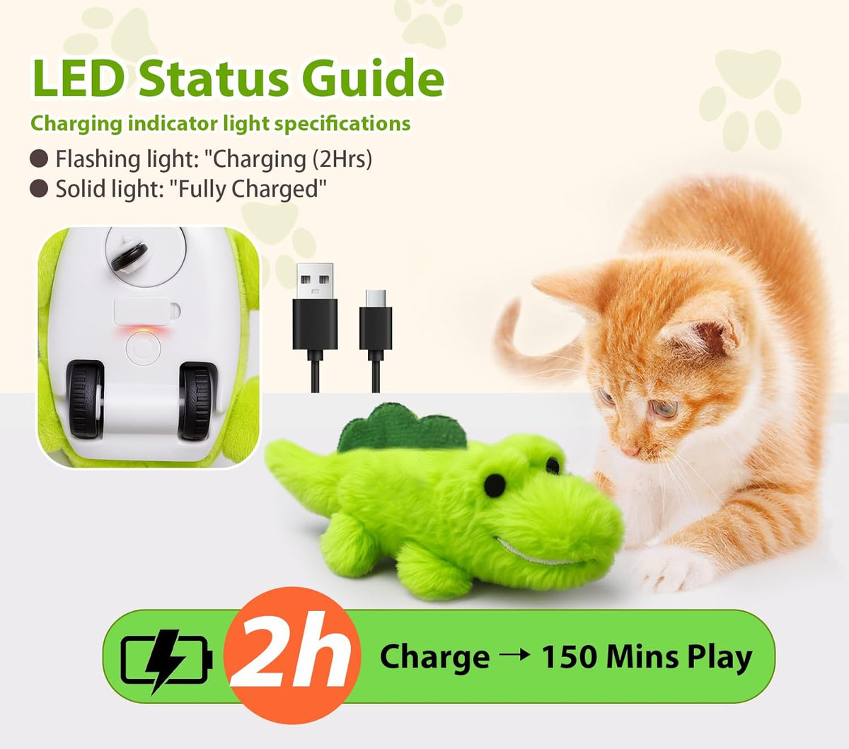 Interactive Cat Toys for Indoor Cats - Automatic Moving Cat Chase Toy for Bored Indoor Adult Cats
