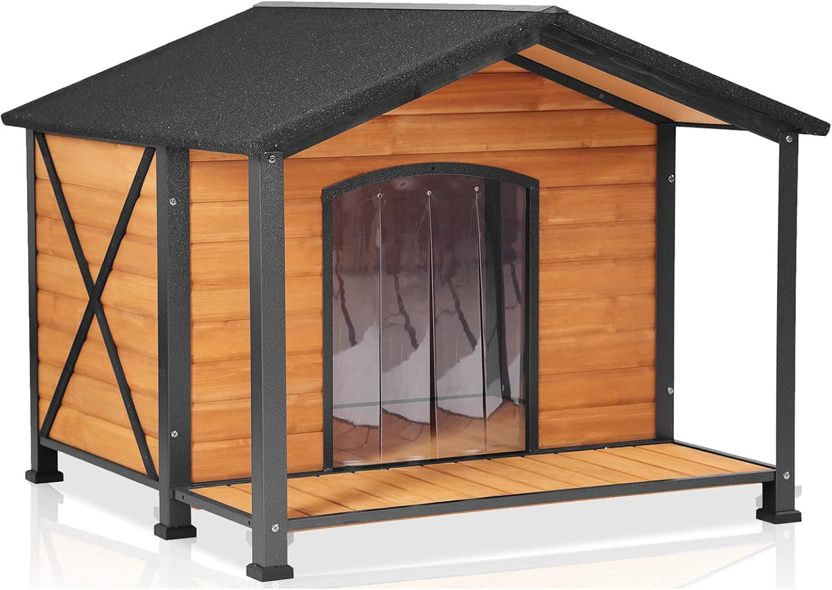 Aivituvin Outdoor Dog House with Chewproof Strong Metal Frame Outside Dog Kennel Weatherproof for
