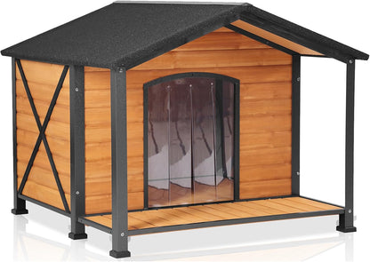 Aivituvin Outdoor Dog House with Chewproof Strong Metal Frame Outside Dog Kennel Weatherproof for