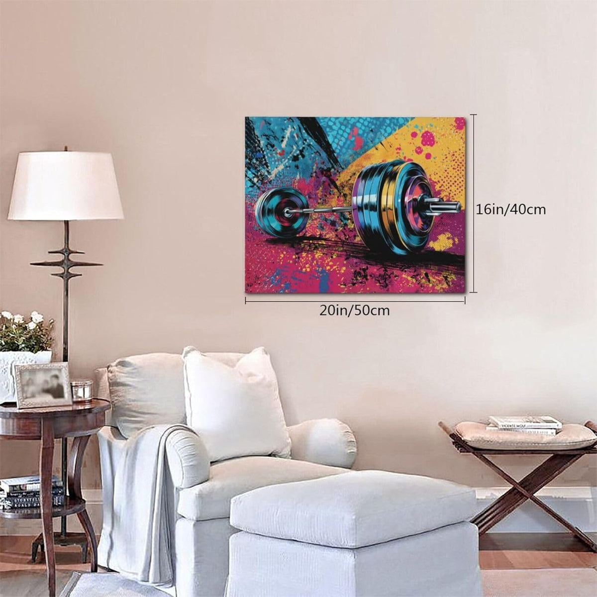Gym Wall Art Weightlifting Fitness Canvas Wall Decor Barbell Sports Training Pictures Painting