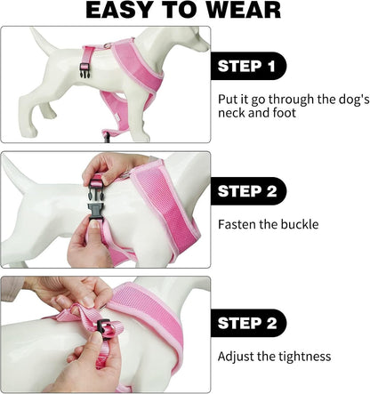 BINGPET Small Dog Harness - Breathable Mesh Puppy Cat Harnesses - No Pull Adjustable Dog Harness