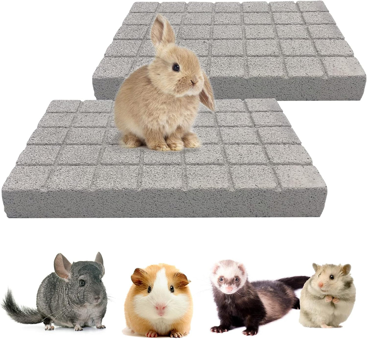 BNOSDM Rabbit Grinding Claw Pads 2Pack Bunny Scratch Foot Pads Natural Hamster Lava Stone for Teeth