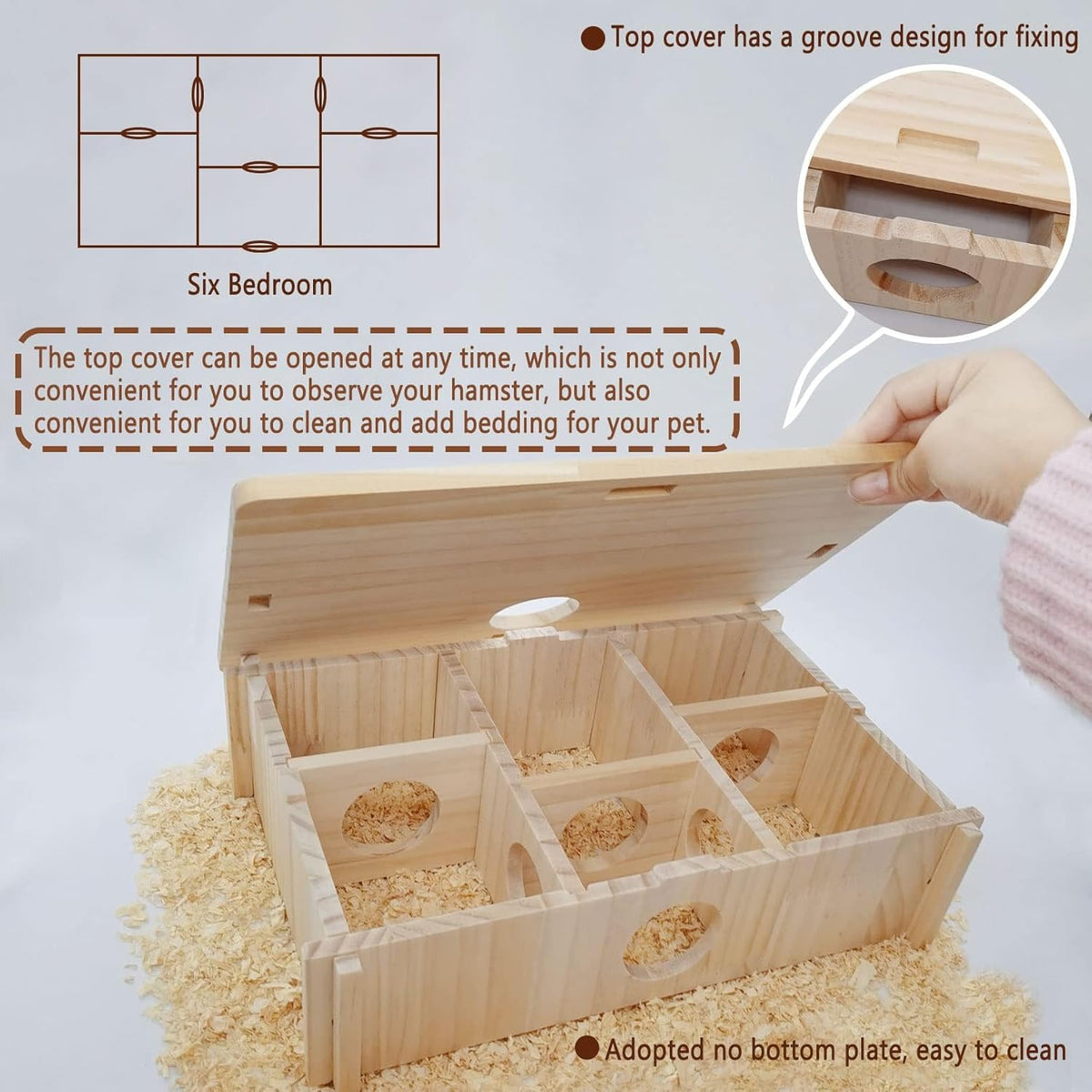 kathson Multi-Chamber Hamster Maze House,Wooden Syrian Hamster Maze Hideout,Small Pets Habitats
