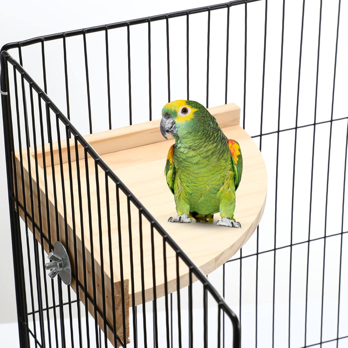 Wettarn 6 Pcs Bird Perch Platform Bird Corner Parrot Perch Corner Wooden Stand Sector Playground