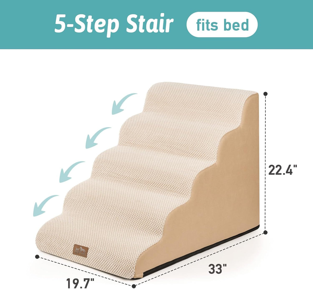 Extra Wide Dog Stairs 19.7" Width, Pet Step for Small Medium/Large Dog, Puppy or Cat, Pet Ramp for