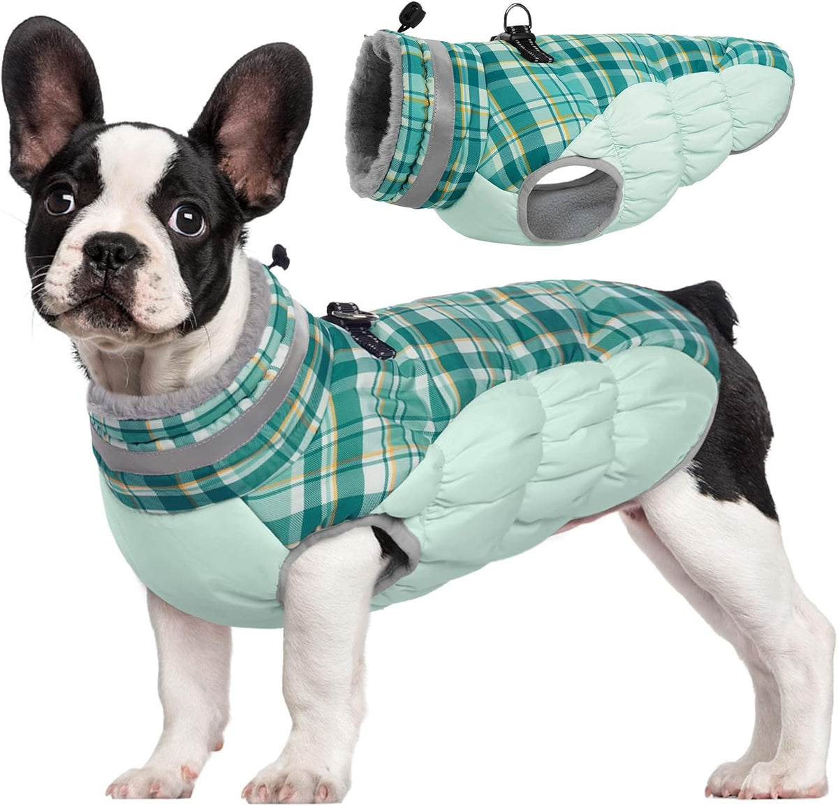 FUAMEY Dog Coat for Small Dogs,Waterproof Dog Winter Jacket with Harness Built in Puppy Cold