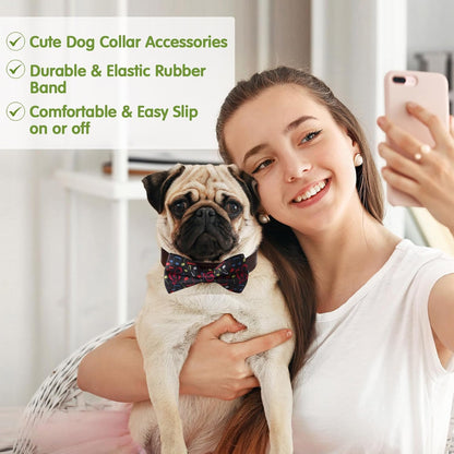 Reginary 50 Pieces Dog Bow Ties Pet Collar Bow Puppy Collar Attachment with Rubber Bands for Small