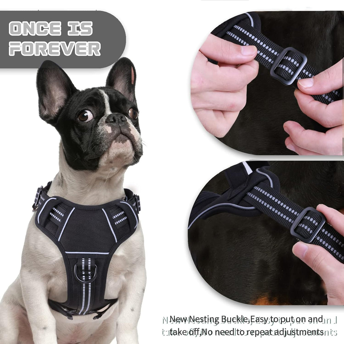 No Pull Dog Harness for Medium Dogs, Adjustable No Choke Pet Vest with Dog Leash Fit Smart