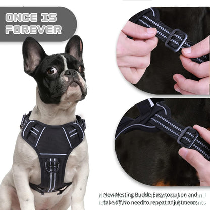 No Pull Dog Harness for Medium Dogs, Adjustable No Choke Pet Vest with Dog Leash Fit Smart