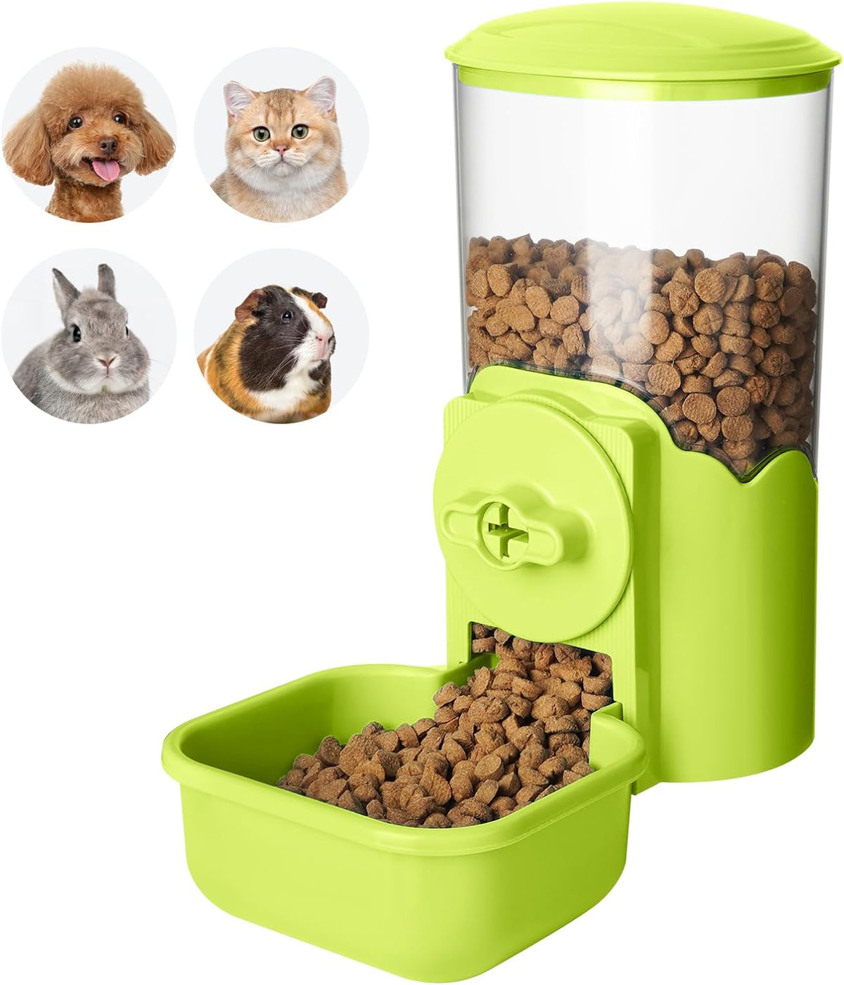 VANNON Small Animal Hanging Automatic Food Dispenser, 35oz Gravity Pet Feeder for Cage, Food Bowl