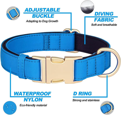Didog Soft Padded Dog Collars for Medium Dogs, Colorful and Durable Dog Collar with Quick Release
