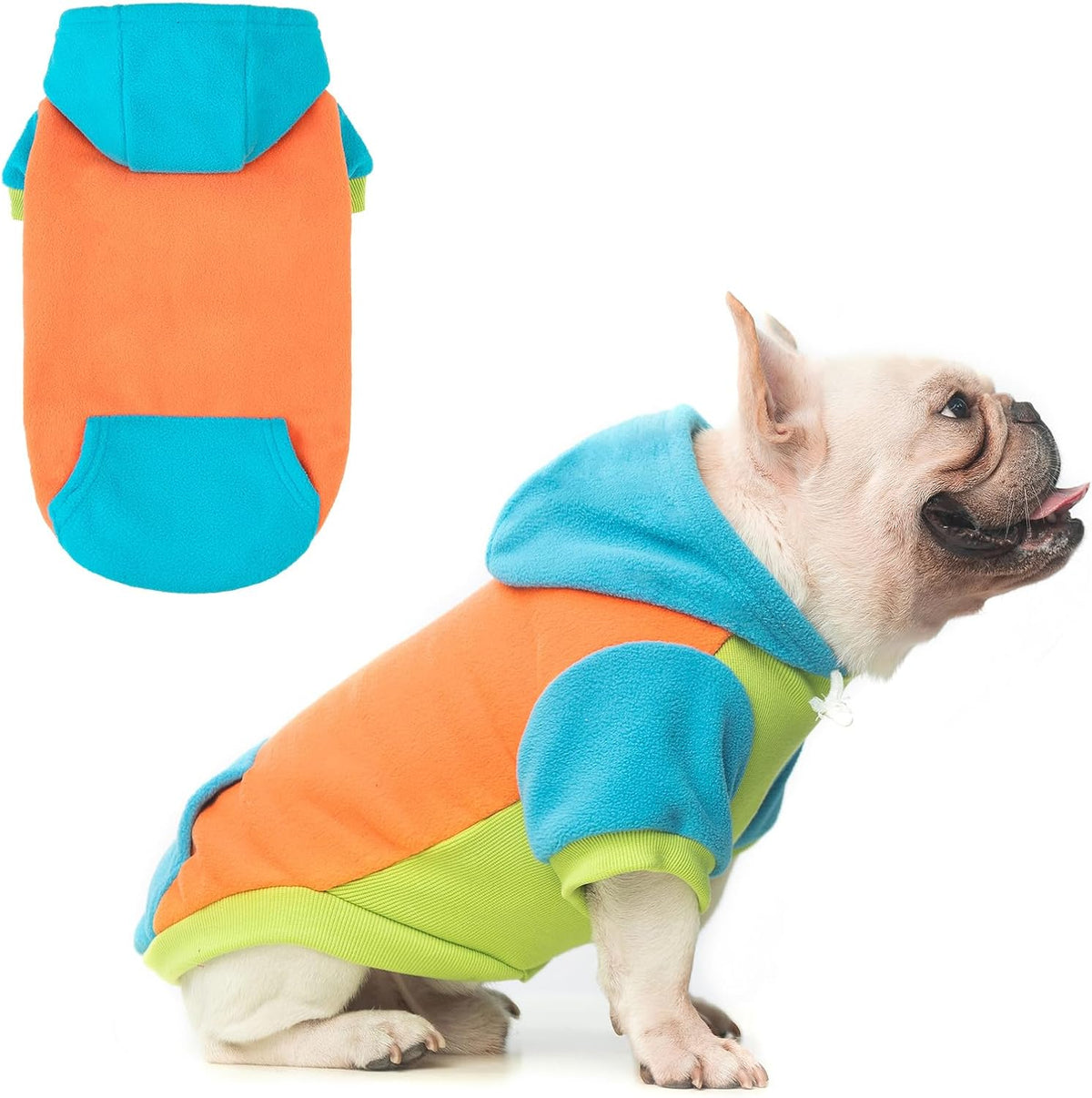 BEAUTYZOO Fleece Dog Hoodie Sweatershirt with Pocket and Leash Hole, Stretchy Small Medium Large