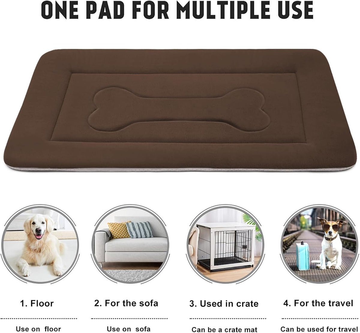 JoicyCo Large Dog Bed Soft Dog Crate Pad Mat, 42 in Non-Slip Bottom Washable Dog Sleeping Mattress