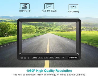 FOOKOO ??HD Backup Camera System Kit,7" 1080P Reversing Monitor+IP69 Waterproof Rear View