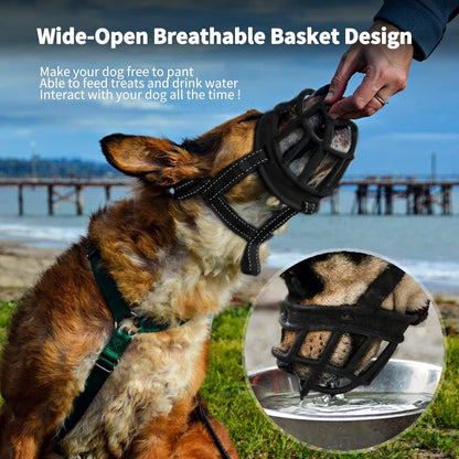 BARKLESS Dog Muzzle, Soft Basket Silicone Muzzle for Dogs to Prevent Biting and Chewing, Breathable