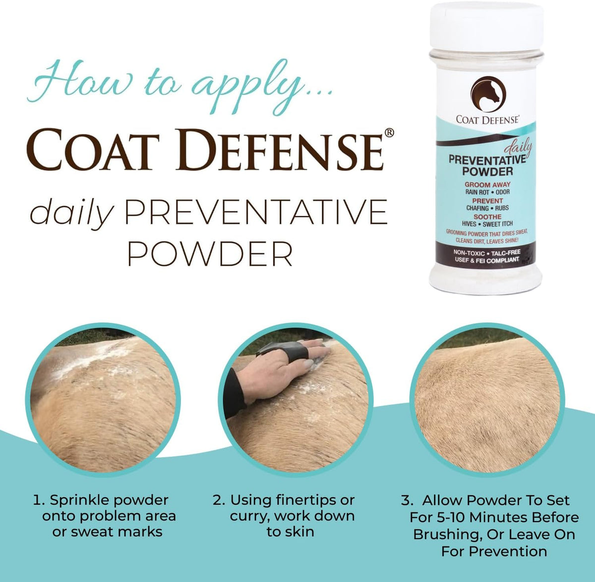 Coat Defense Daily Preventative Powder for Horses - Safe & Effective Equine Sweet Itch, Skin Funk