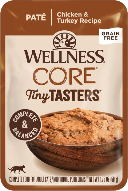 Wellness CORE Tiny Tasters Pate Adult Wet Cat Food, Natural, Protein-Rich, Grain Free, 1.75 Ounce