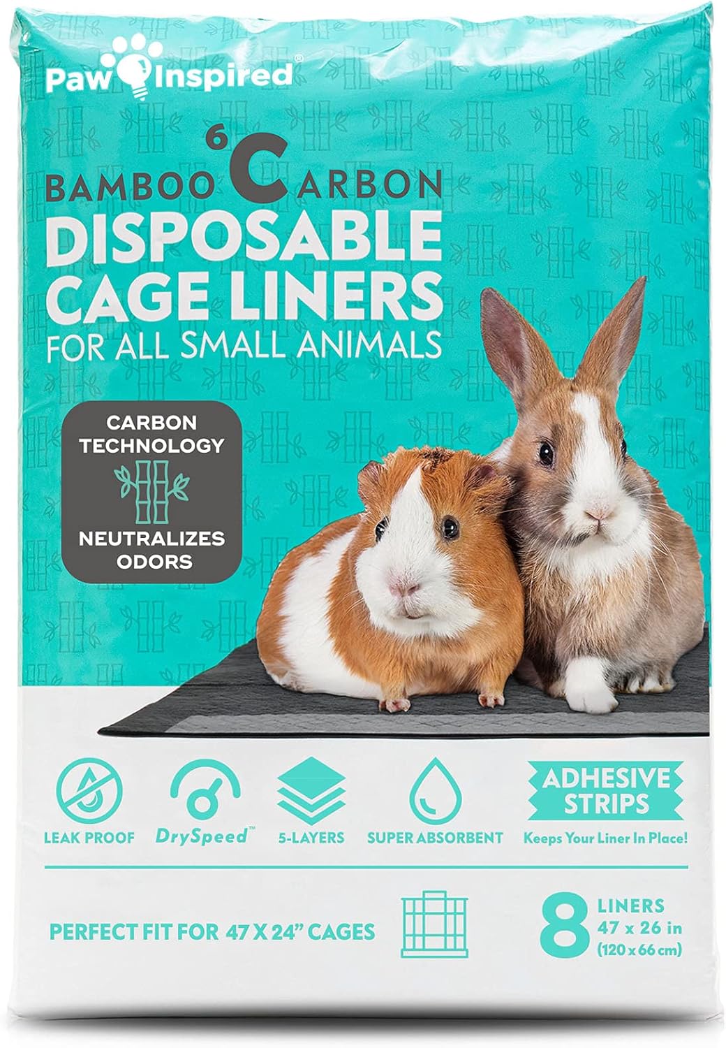 Paw Inspired Disposable Guinea Pig Cage Liners | Bamboo Charcoal Odor Controlling | Super Absorbent