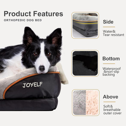 JOYELF Large Memory Foam Dog Bed, Orthopedic Dog Bed & Sofa with Removable Washable Cover and