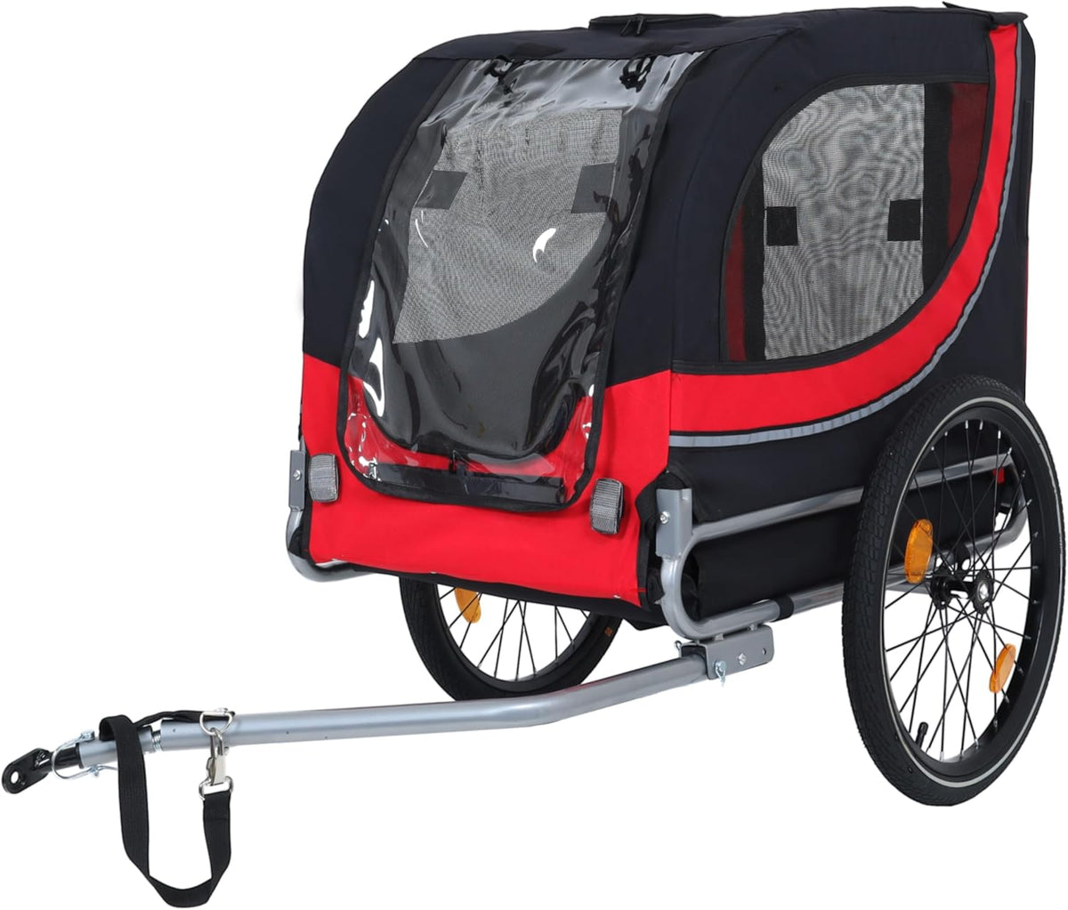 Blue-Grey Large Folding Bike Trailer for Dogs – Heavy-Duty Steel Frame, 66LB Capacity Pet Carrier