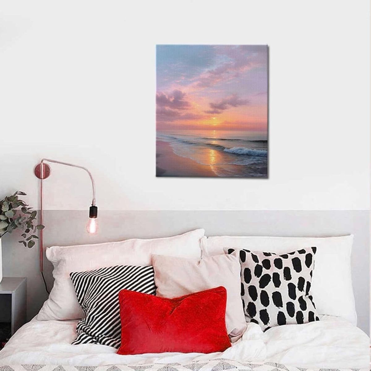 Beach Sunset Wall Art Ocean Coastal Scenery Wall Decor Seascape Picture Canvas Landscape Painting