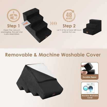 EHEYCIGA Dog Stairs for Small Dogs 13.5" H, 3-Step Dog Steps for Couch Sofa and Chair, Pet Steps