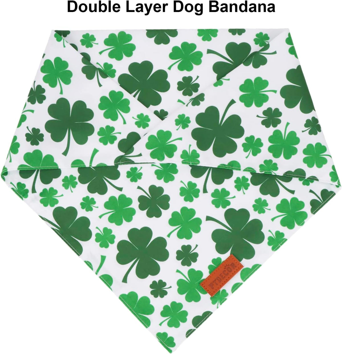 PTDECOR St. Patrick's Day Dog Bandana, Reversible Dog Scarf, Multi Size Offered, Green Shamrock Pet
