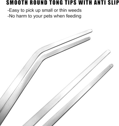 Longjet Kitchen Tweezers Metal Tongs for Cooking - Reptile Feeding Tongs for Gecko, Bearded Dragon
