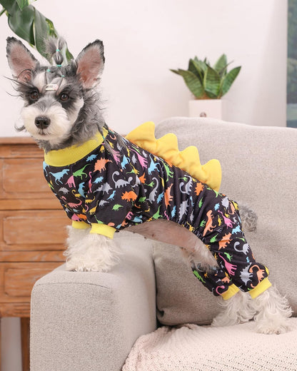 CuteBone Dinosaur Costume Dog Pajamas, Stretchy Spandex Crystal Velvet Sleepwear Coat for Small