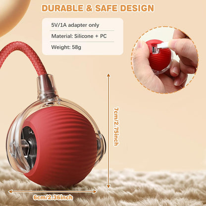 Interactive Cat Toys for Indoor Cats, Rechargeable 360° Automatic Moving Cat Toy for Bored Indoor