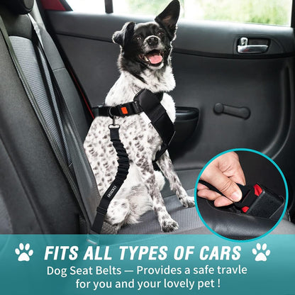 COOYOO Dog Seat Belt,3 Piece Set Retractable Dog Car Harness Adjustable for Vehicle Nylon Pet
