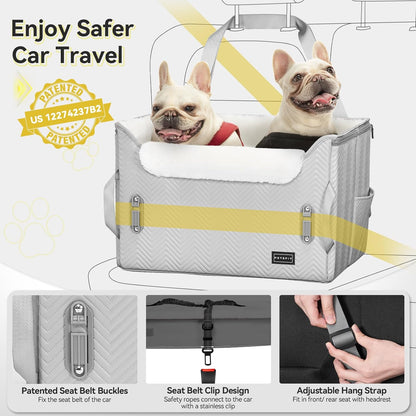 PETSFIT Dog Booster Car Seat, Waterproof PU Leather Car Seat for Dogs with Patented Safe Buckles, 2