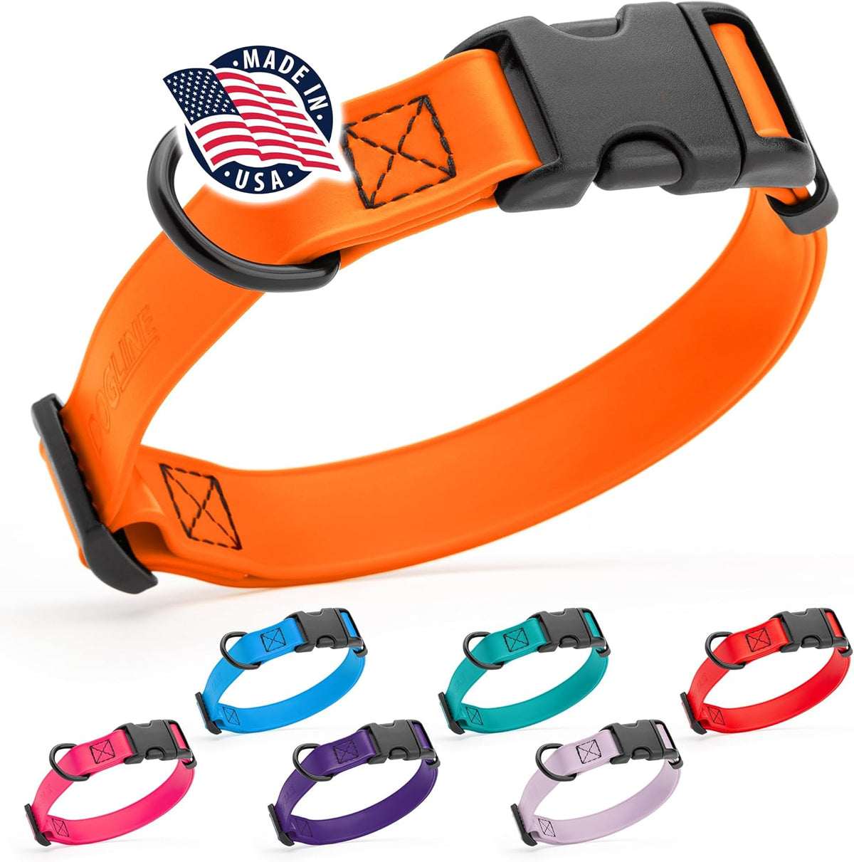 Dogline Biothane Waterproof Dog Collar with Quick Release Buckle Strong Coated Nylon Webbing with