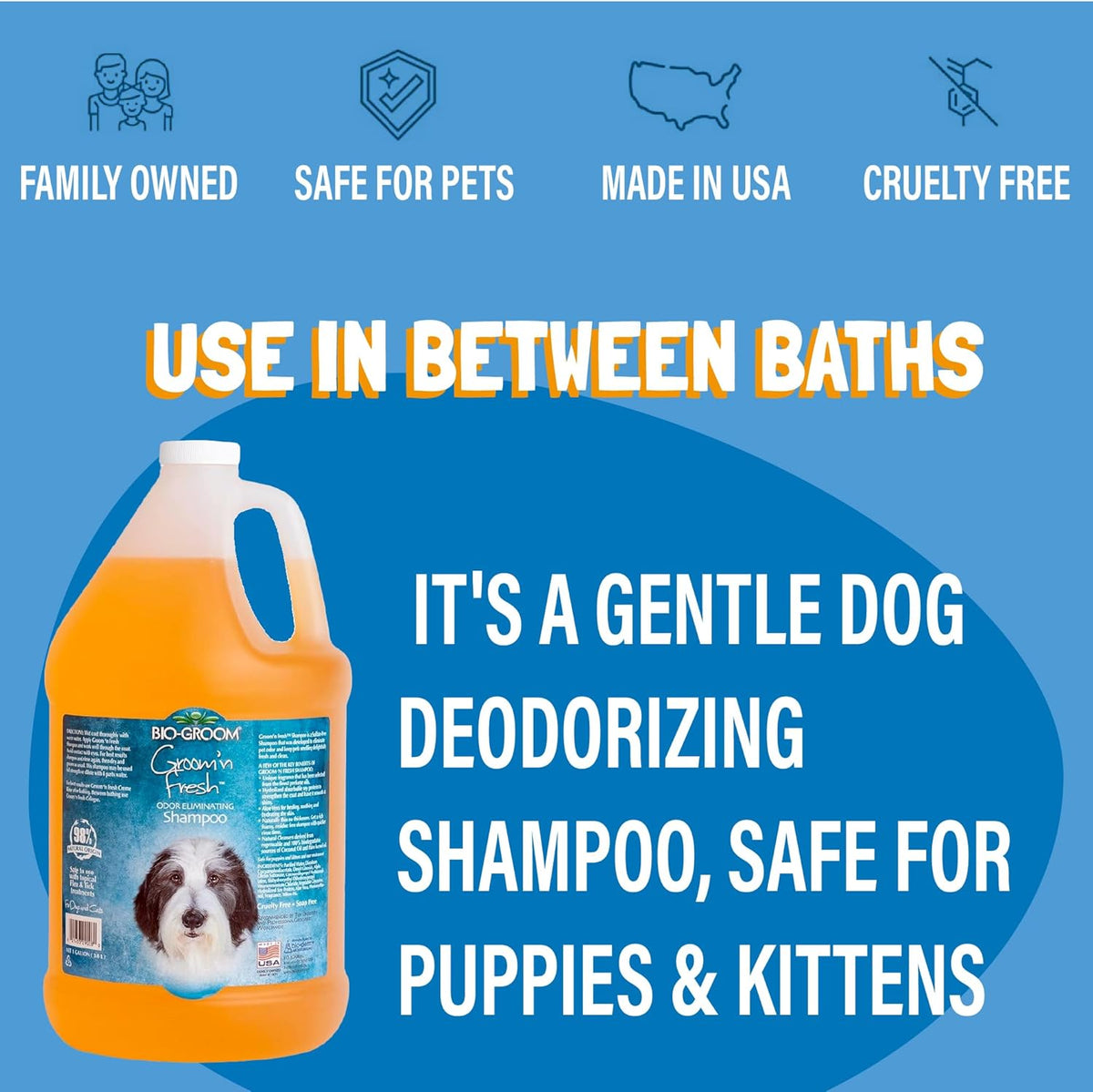 Bio-Groom Groom'n Fresh Dog Shampoo – Odor Eliminating, Dog Bathing Supplies, Puppy Wash, Cat & Dog