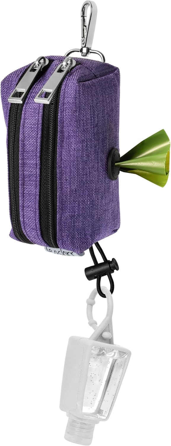 Dog Poop Bag Holder for Leashes - Dog Poop Bag Dispenser and Treat Holder with 2 Waterproof Pouches