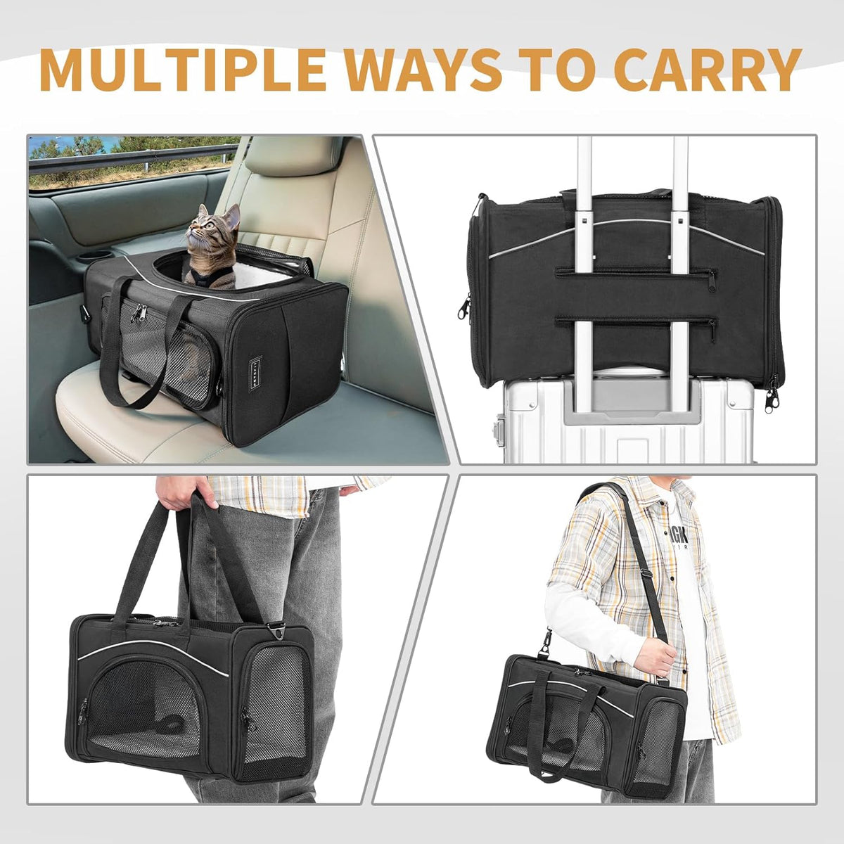 ‌Petsfit Airline Approved Pet Carrier for Small Cats, 16.5x8.6x11 TSA Approved Carrier, with