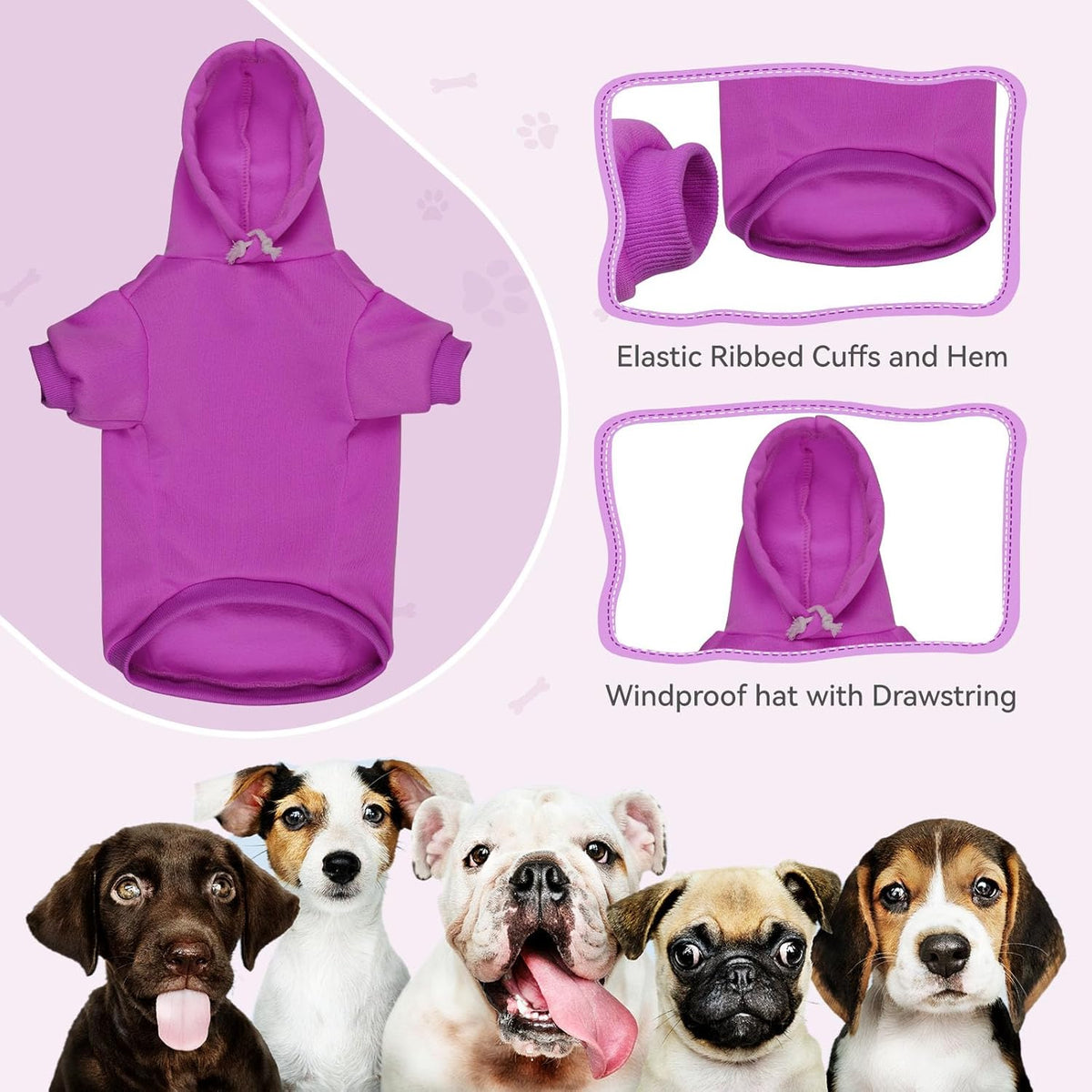 Dog Sweaters for Small Dogs Dog Hoodie Solid Soft Brushed Fleece Clothes Hoodie Sweatshirt with