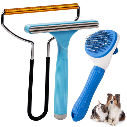 3 in 1 Analan Cat Brush Pet Hair Remover for Dog & Cat, Self-Cleaning Slicker Brush for Pet